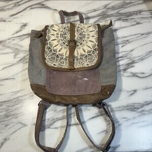 Myra Bag Daisy Delight Backpack Bag Upcycled‎ Canvas Boho Indie Western Cotton